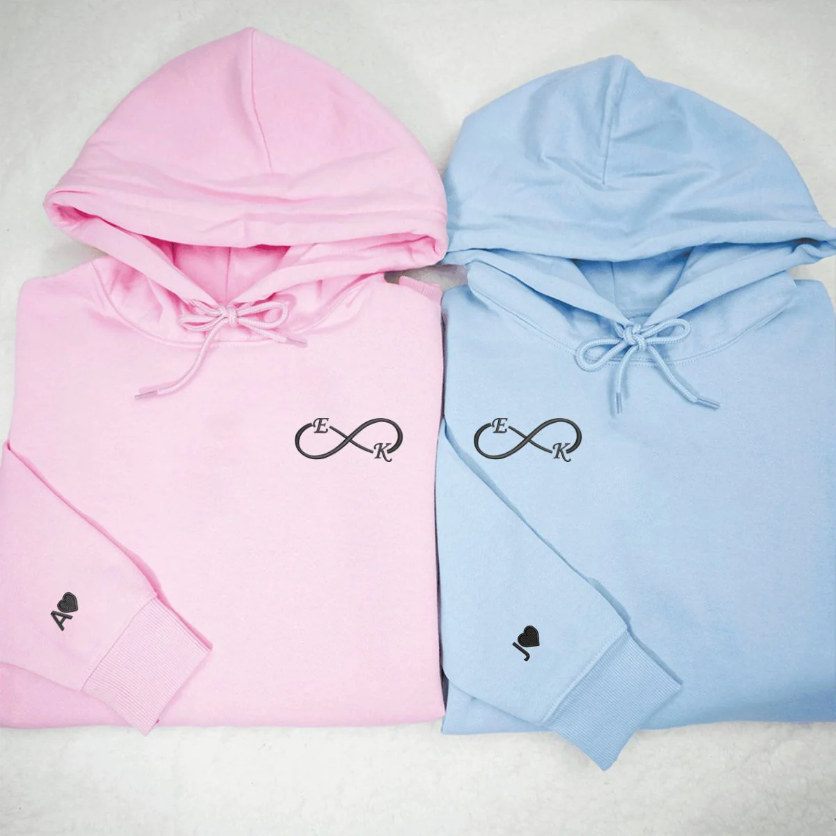 Unendlichkeit mit Initialen personalisierter bestickter Partner Hoodie